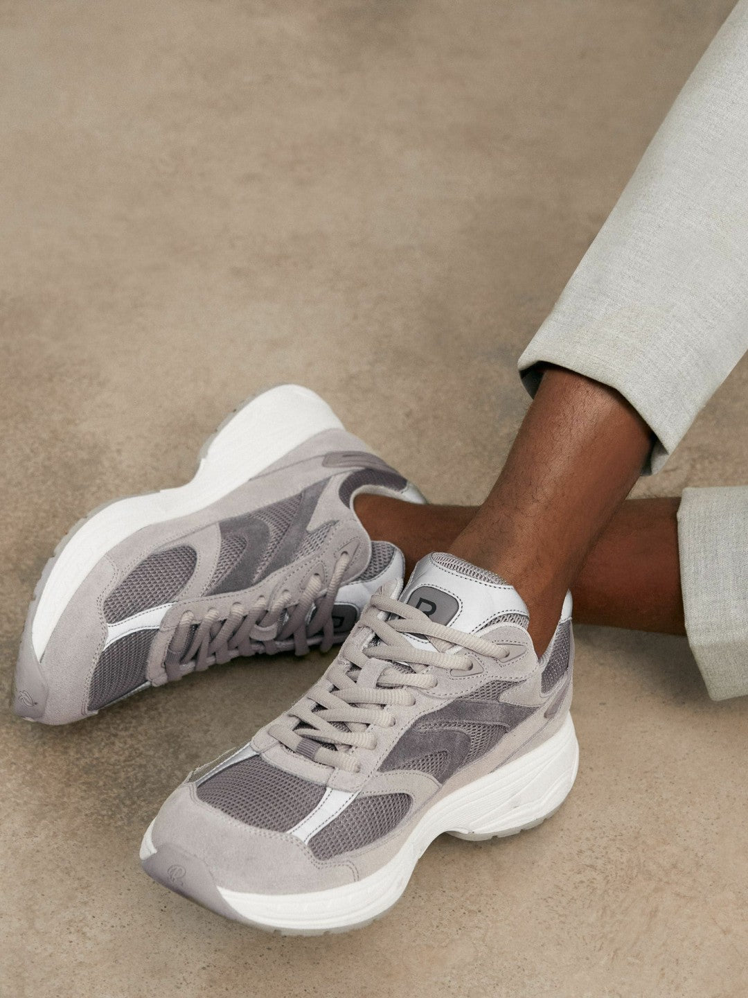Panelled Running Trainers in Grey
