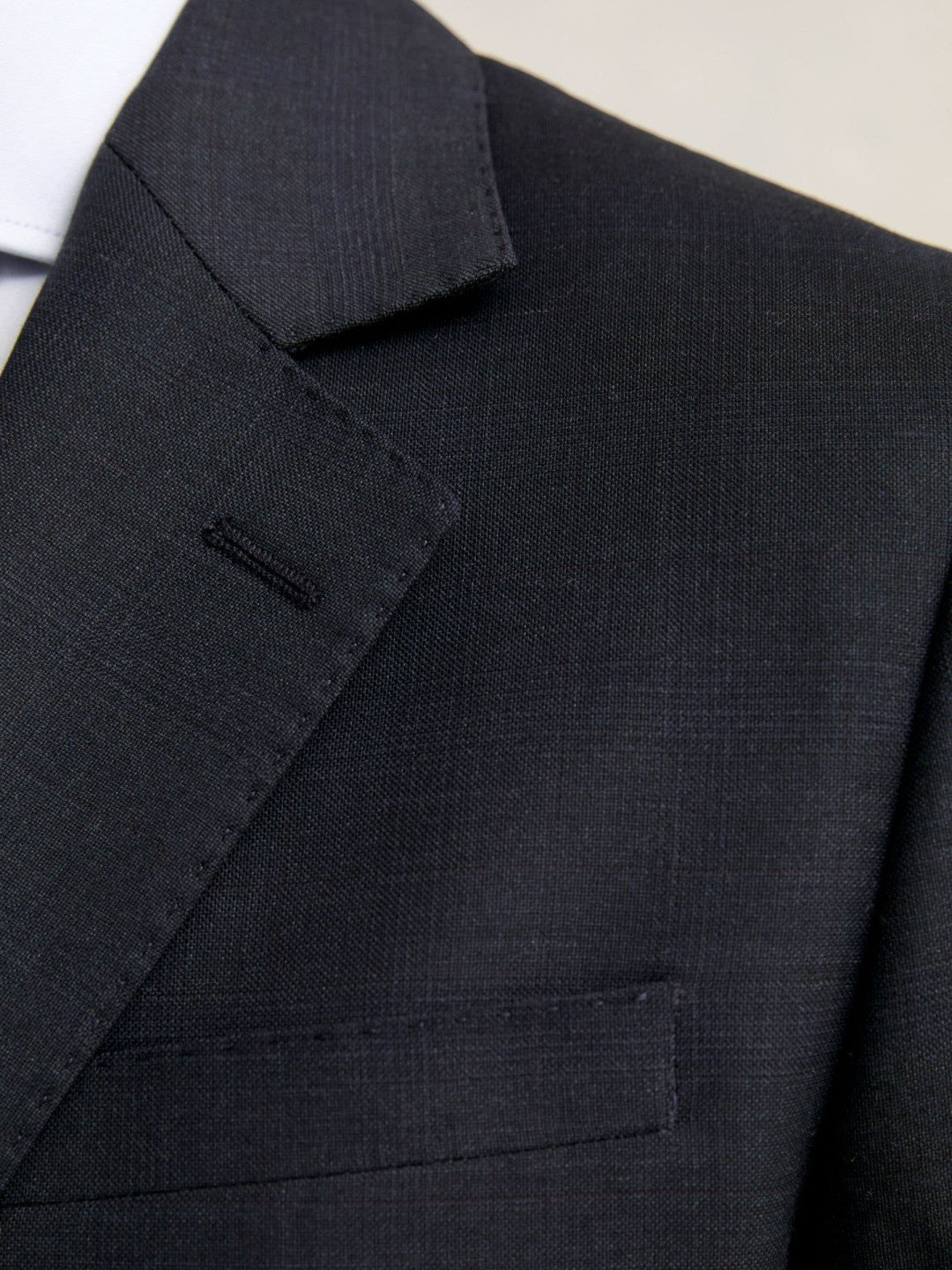 Slim-Fit Wool Single Breasted Check Suit Blazer in Navy