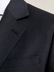 Slim-Fit Wool Single Breasted Check Suit Blazer in Navy