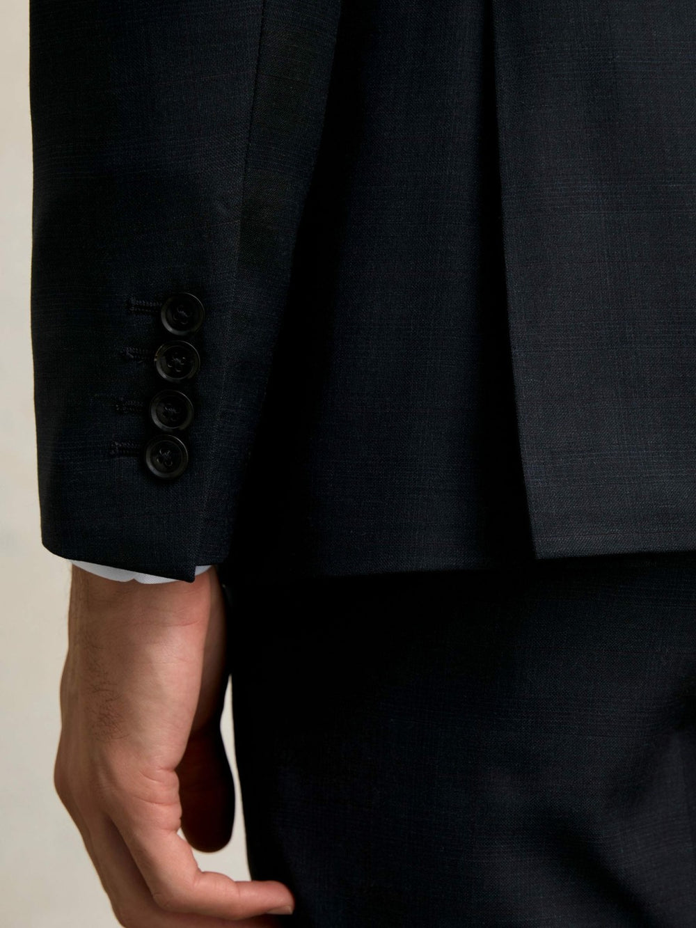 Slim-Fit Wool Single Breasted Check Suit Blazer in Navy