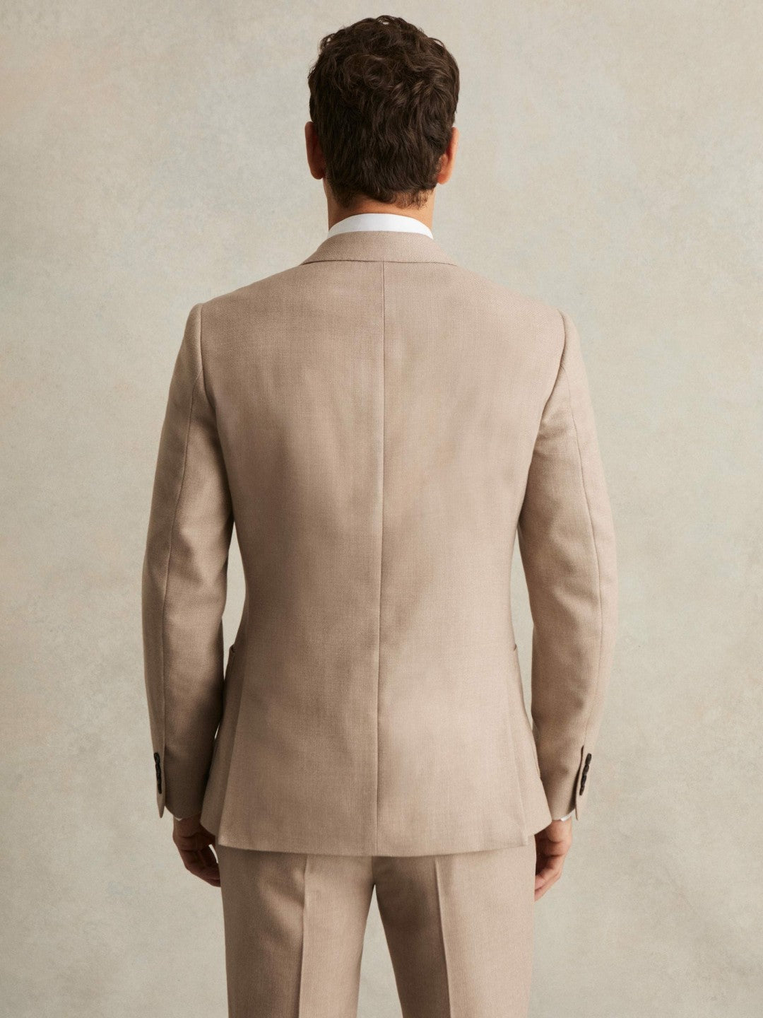 Slim-Fit Wool-Blend Double-Breasted Suit Blazer in Oatmeal Brown