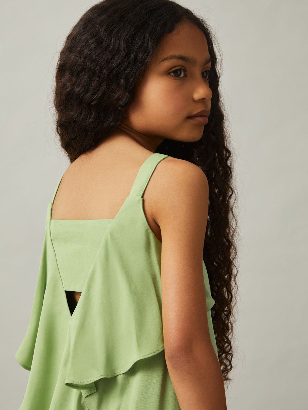 4-9 yrs Handkerchief-Hem Sleeveless Dress in Green