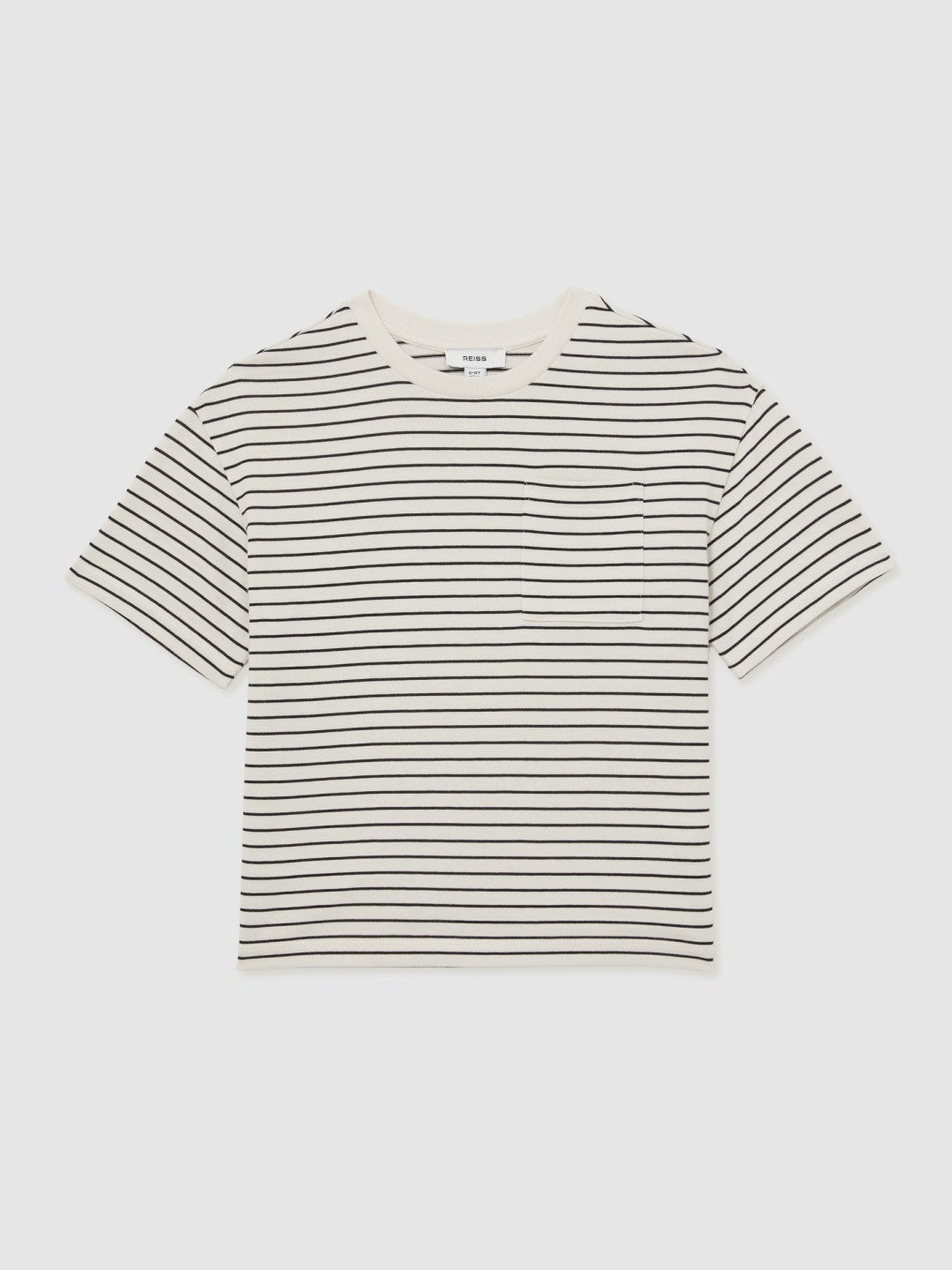 13-14 yrs Cotton-Blend Stripe T-Shirt in White/Navy