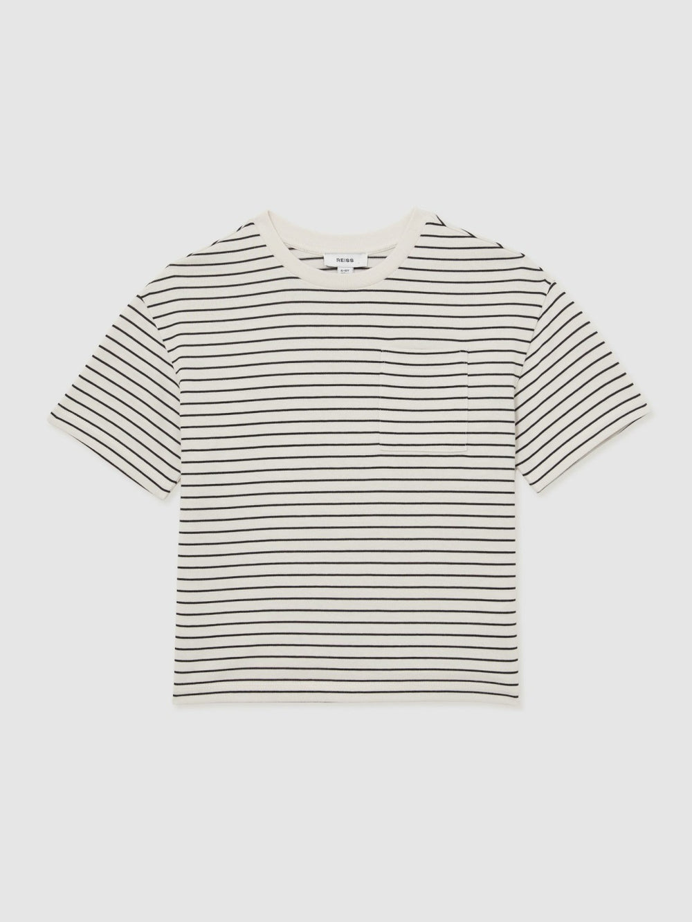13-14 yrs Cotton-Blend Stripe T-Shirt in White/Navy
