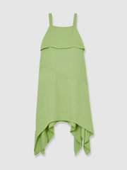 13-14 yrs Handkerchief-Hem Sleeveless Dress in Green