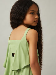 13-14 yrs Handkerchief-Hem Sleeveless Dress in Green