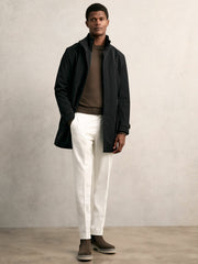 Hybrid Removable-Gilet Overcoat in Black