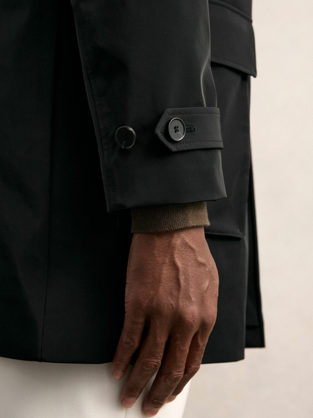 Hybrid Removable-Gilet Overcoat in Black