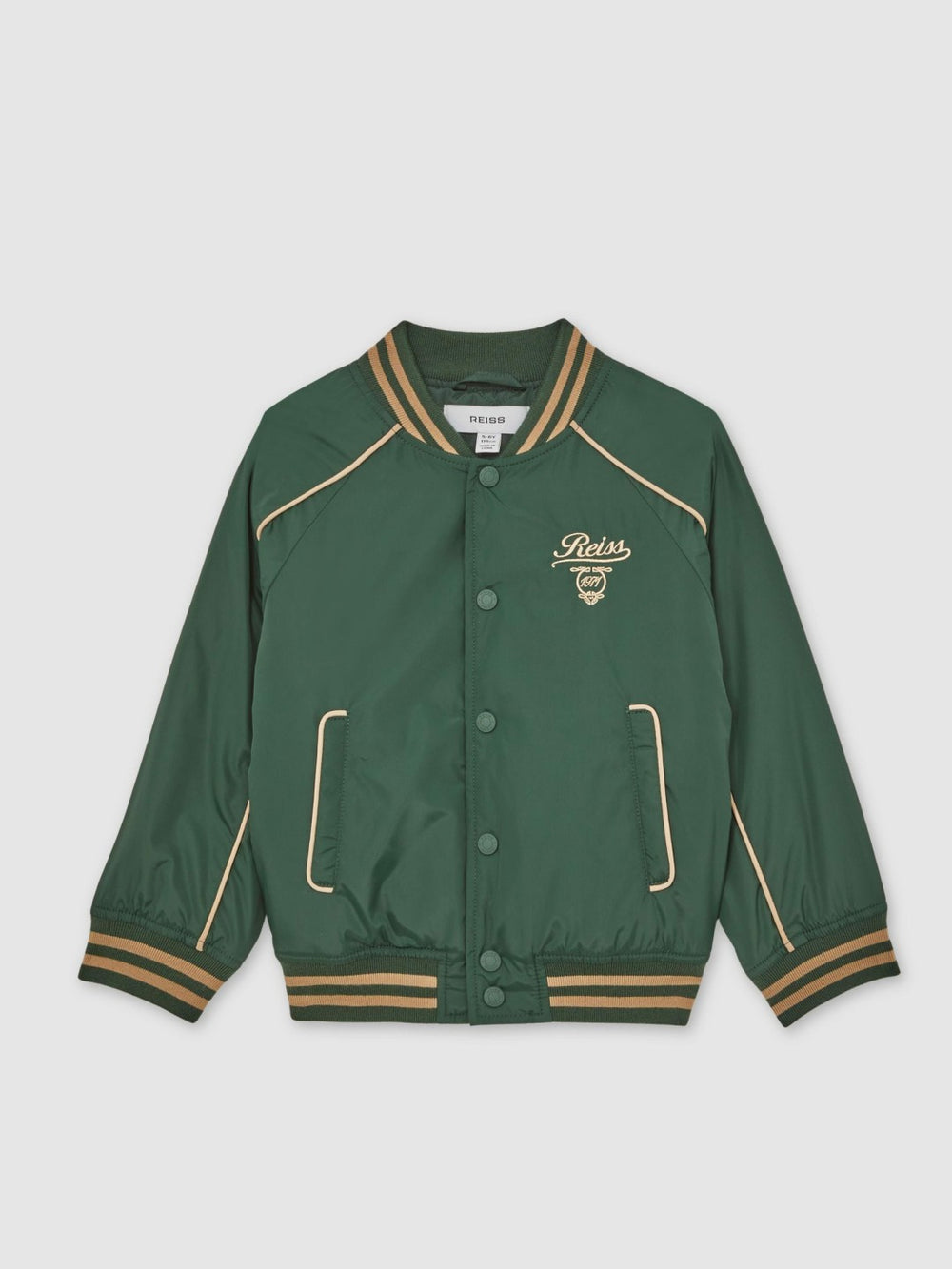 13-14 yrs Motor Cars Embroidered Bomber Jacket in Forest Green/Off White