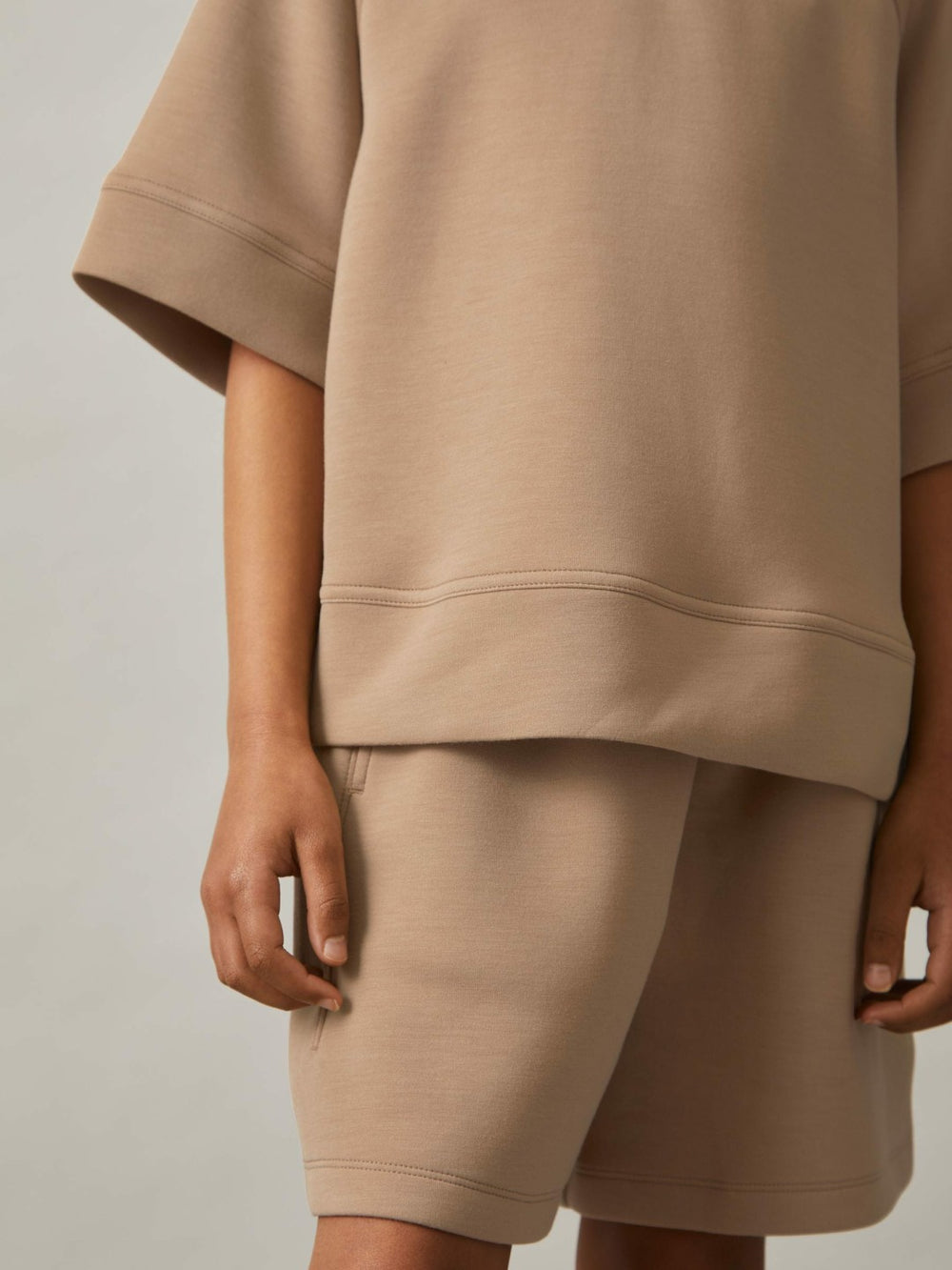 9-13 yrs Modal-Blend Sweatshirt And Shorts Set in Mink