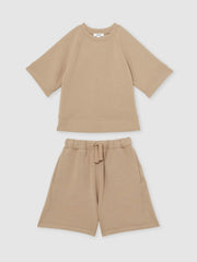 3-9 yrs Modal-Blend Sweatshirt And Shorts Set in Mink