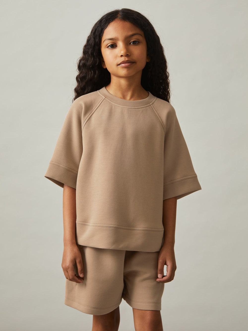 3-9 yrs Modal-Blend Sweatshirt And Shorts Set in Mink
