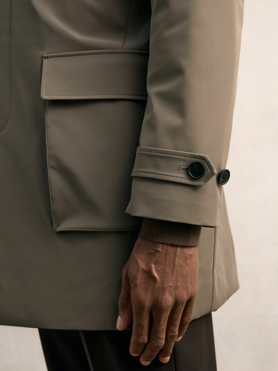 Hybrid Removable-Gilet Overcoat in Mushroom Brown