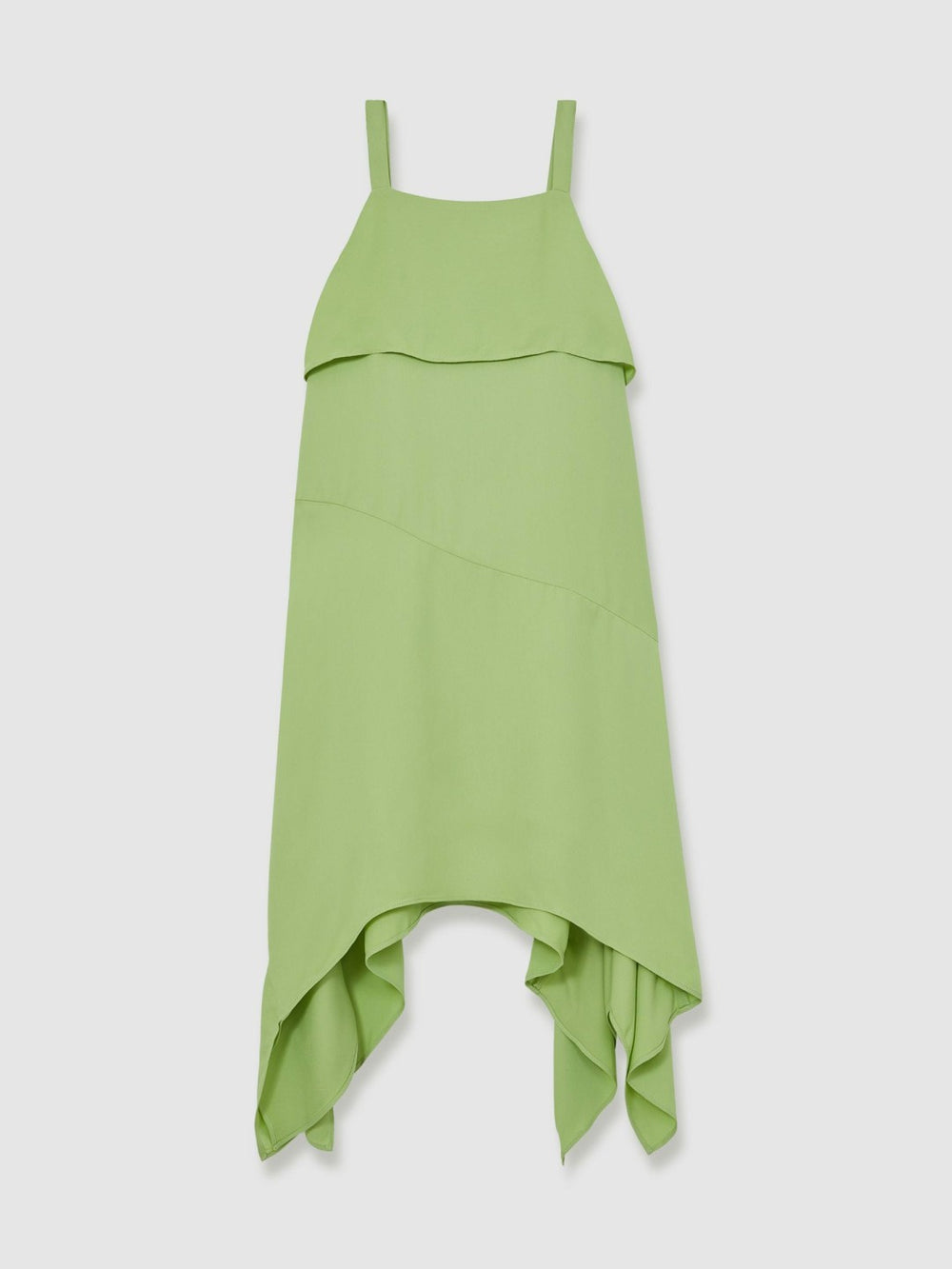 9-13 yrs Handkerchief-Hem Sleeveless Dress in Green
