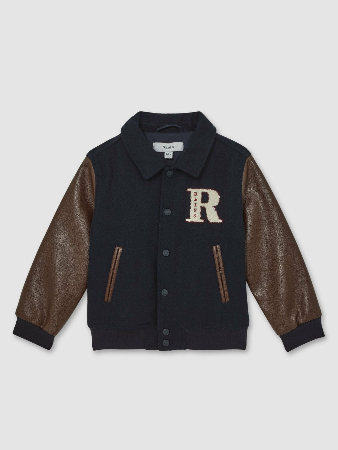 13-14 yrs Motor Cars Press-Stud Bomber Jacket in Navy/Brown