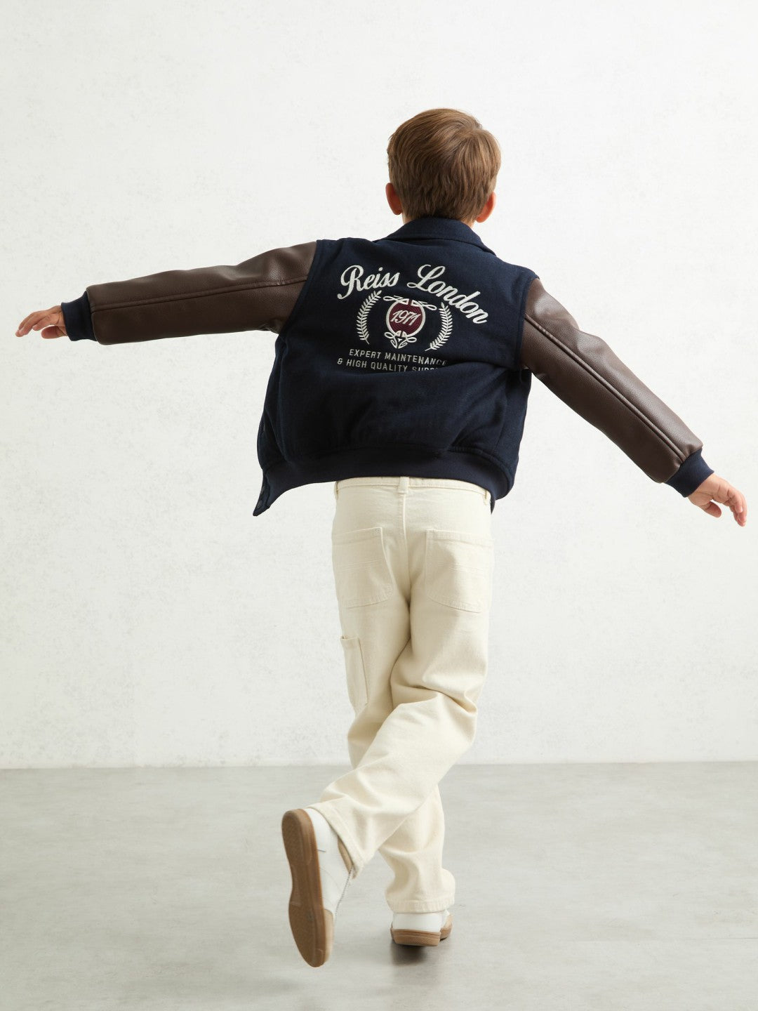 13-14 yrs Motor Cars Press-Stud Bomber Jacket in Navy/Brown
