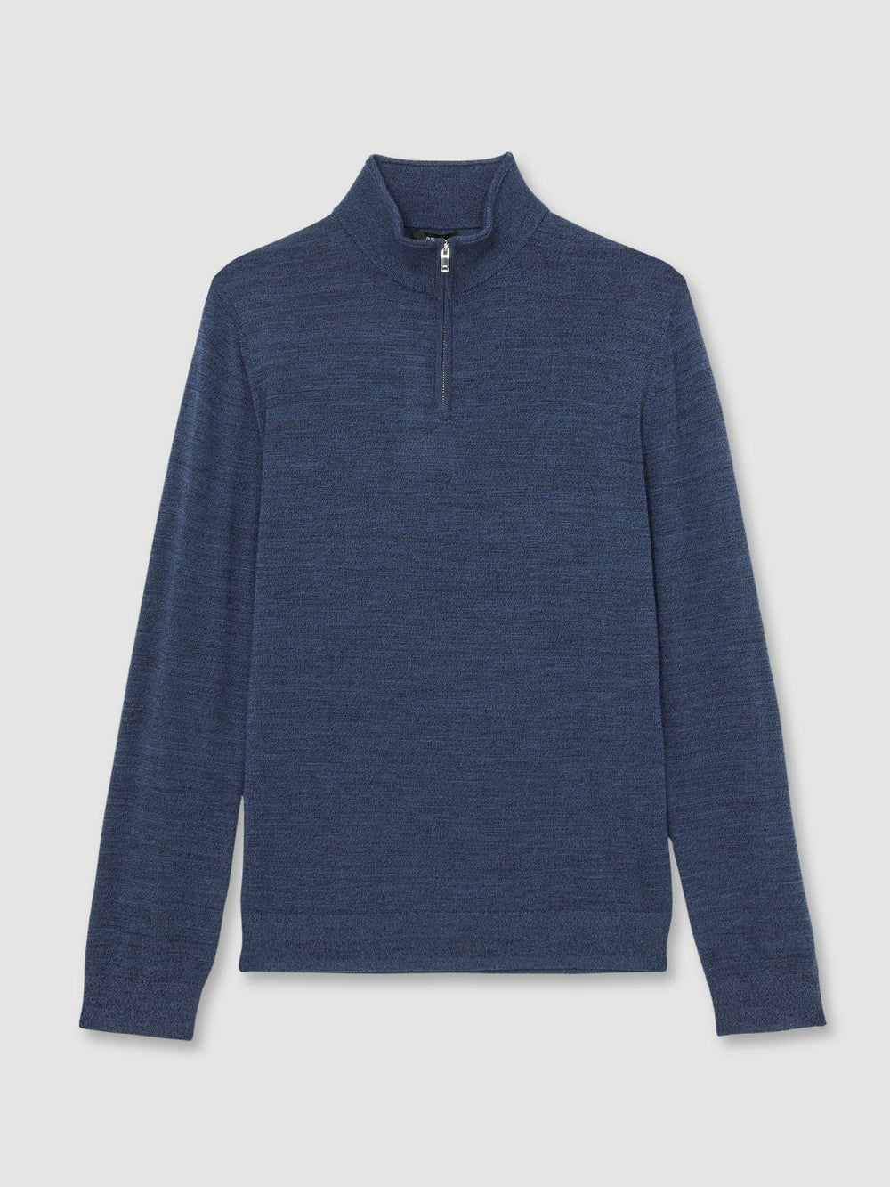 Merino Wool Half-Zip Jumper in Denim Jaspe