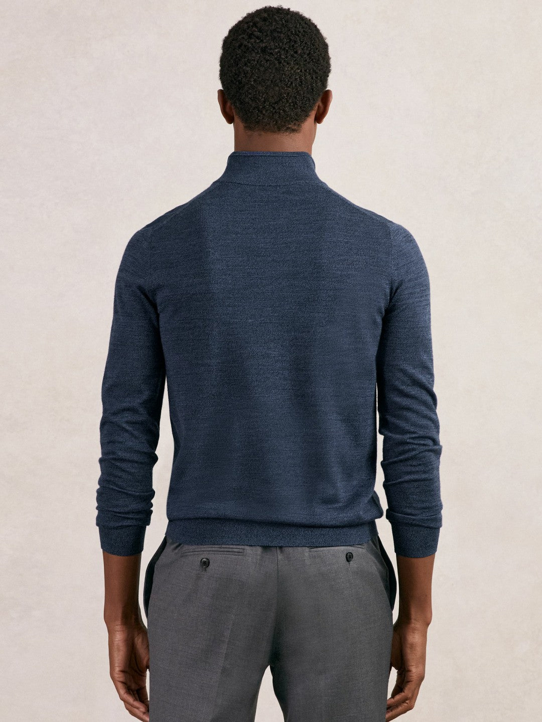 Merino Wool Half-Zip Jumper in Denim Jaspe
