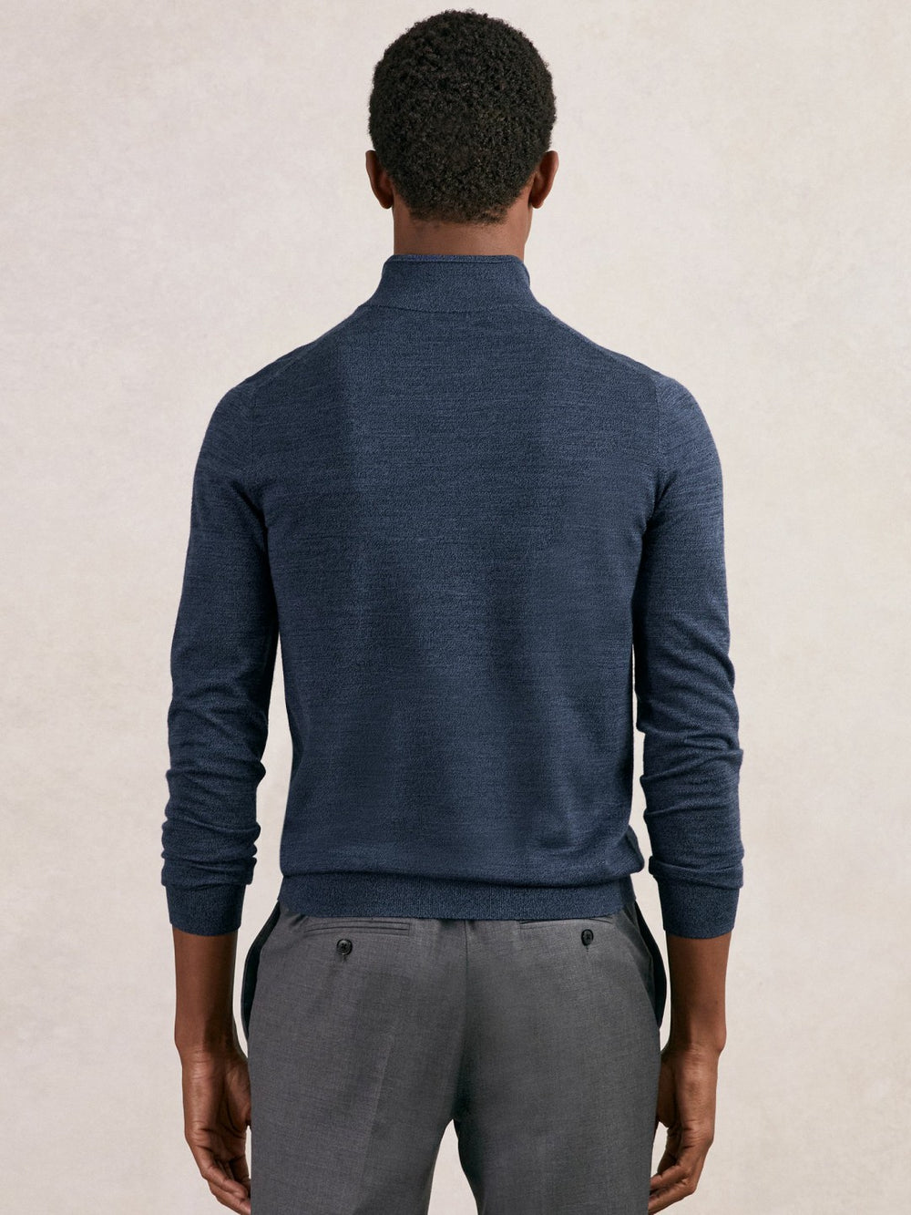 Merino Wool Half-Zip Jumper in Denim Jaspe