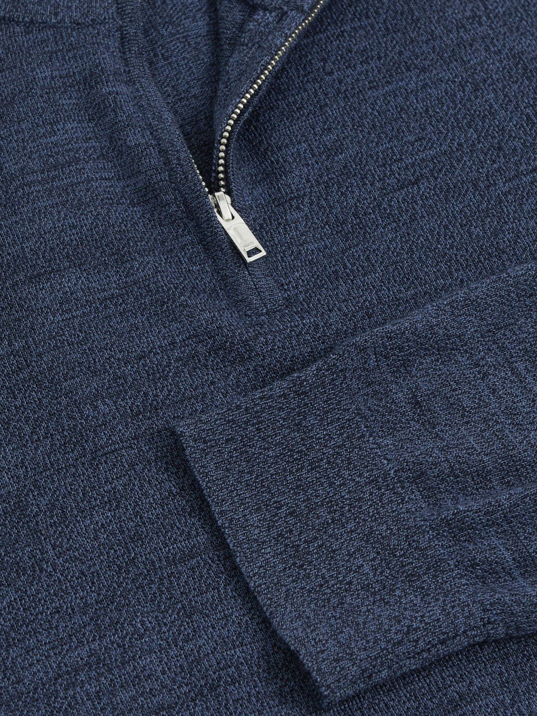 Merino Wool Half-Zip Jumper in Denim Jaspe