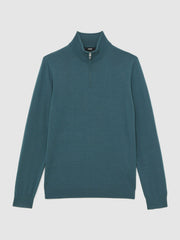 Merino Wool Half Zip Jumper in Orion Blue