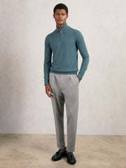 Merino Wool Half Zip Jumper in Orion Blue