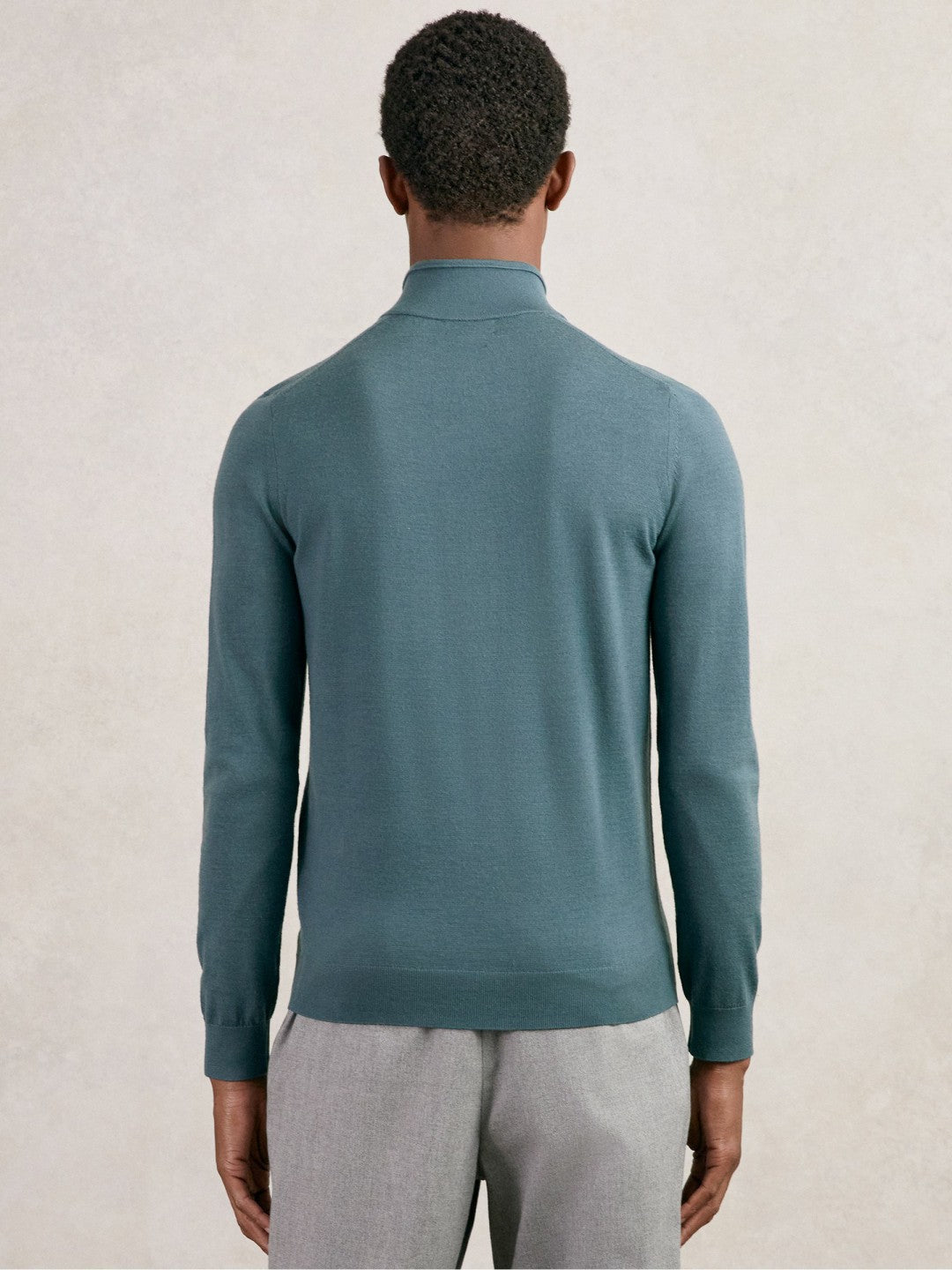 Merino Wool Half Zip Jumper in Orion Blue