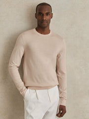 Merino-Wool Crew-Neck Jumper in Beige
