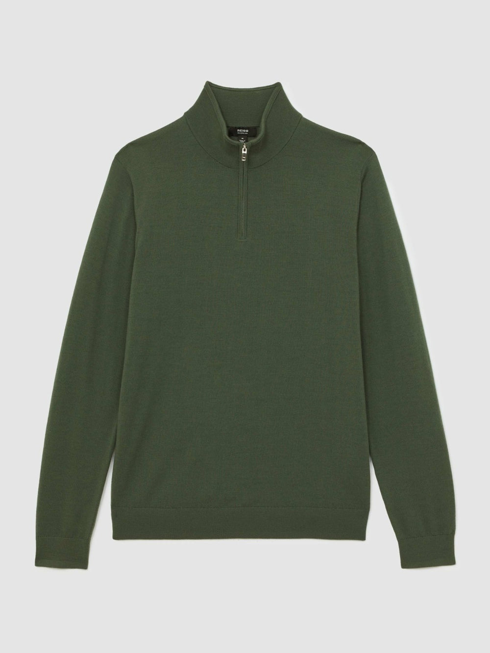 Merino Wool Half-Zip Jumper in Kale Green