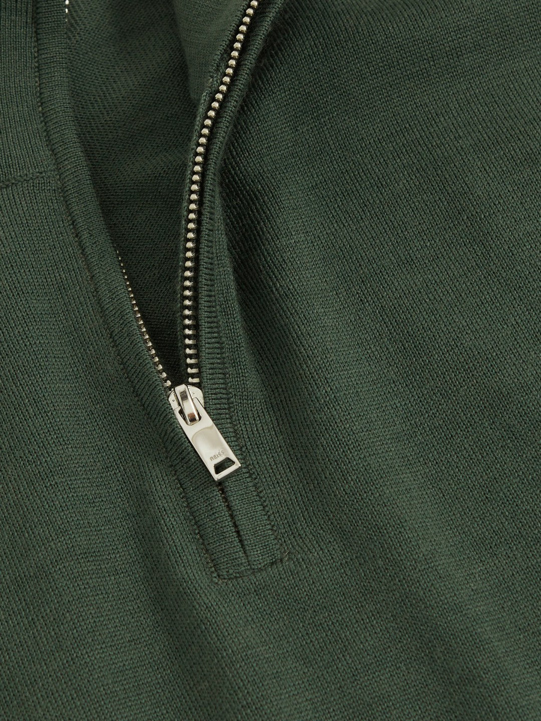 Merino Wool Half-Zip Jumper in Kale Green
