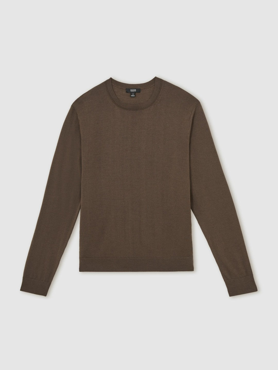 Merino-Wool Crew-Neck Jumper in Chocolate Brown