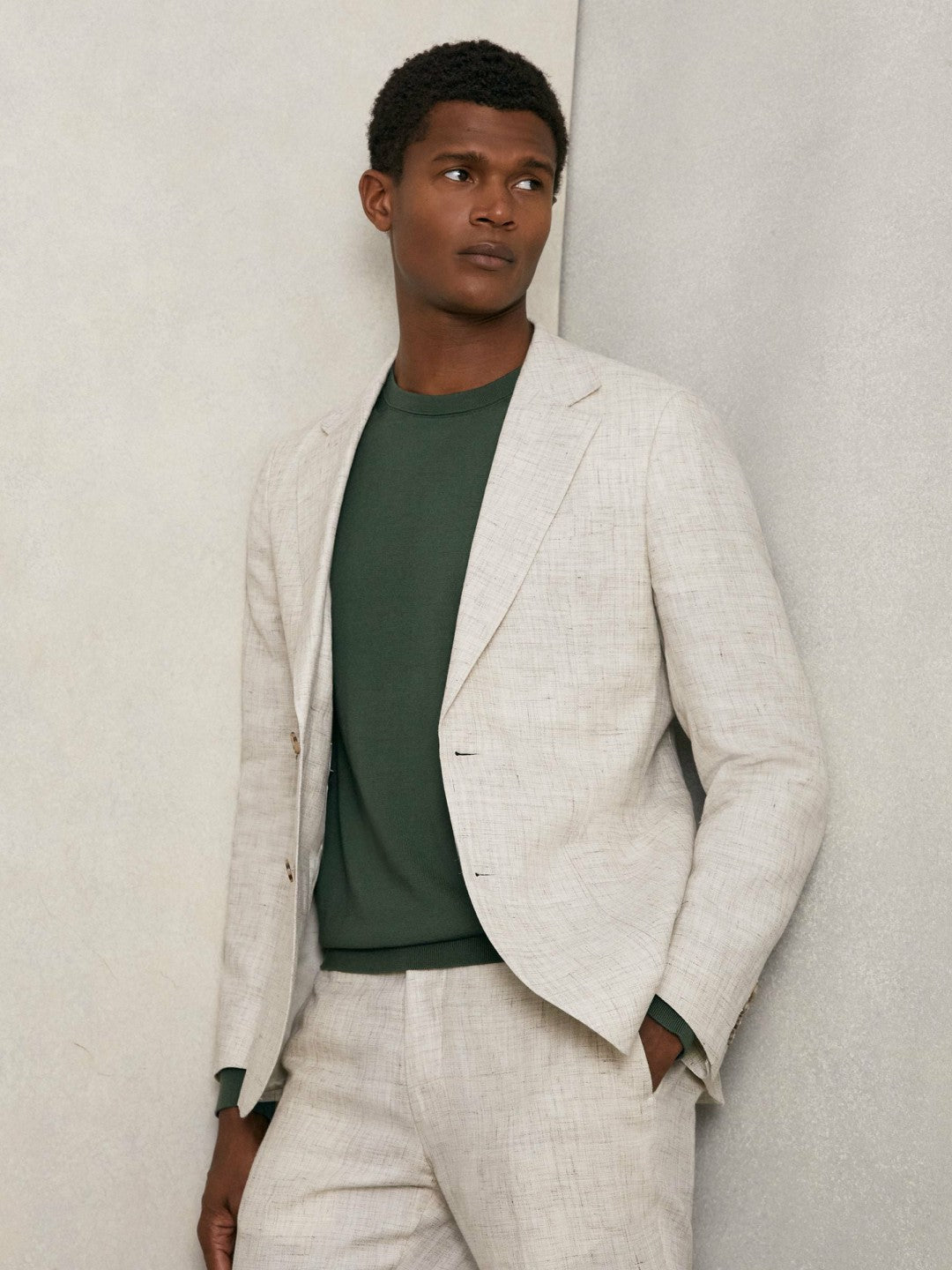Merino-Wool Crew-Neck Jumper in Kale Green