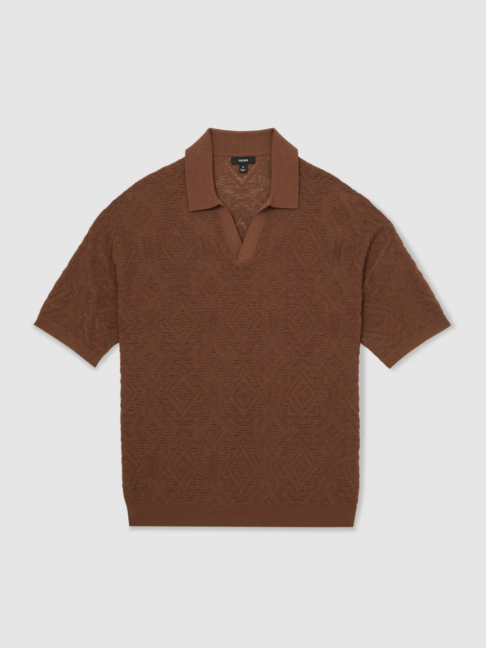 Jacquard Loop-Stitch Polo Shirt in Tobacco