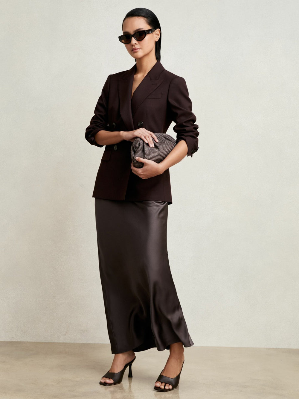 Silk Slip Maxi Skirt in Mauve