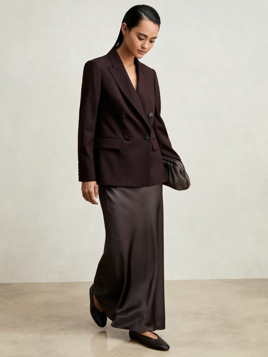 Silk Slip Maxi Skirt in Mauve