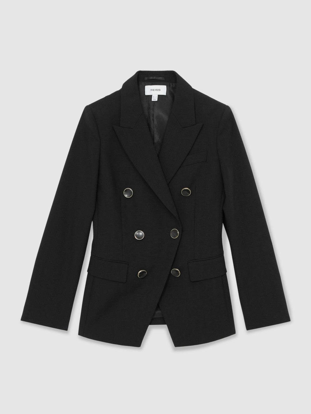 Wool-Blend Double-Breasted Blazer in Black