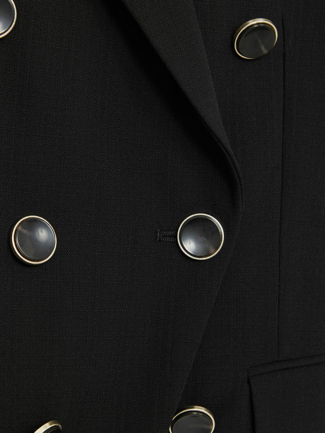 Wool-Blend Double-Breasted Blazer in Black