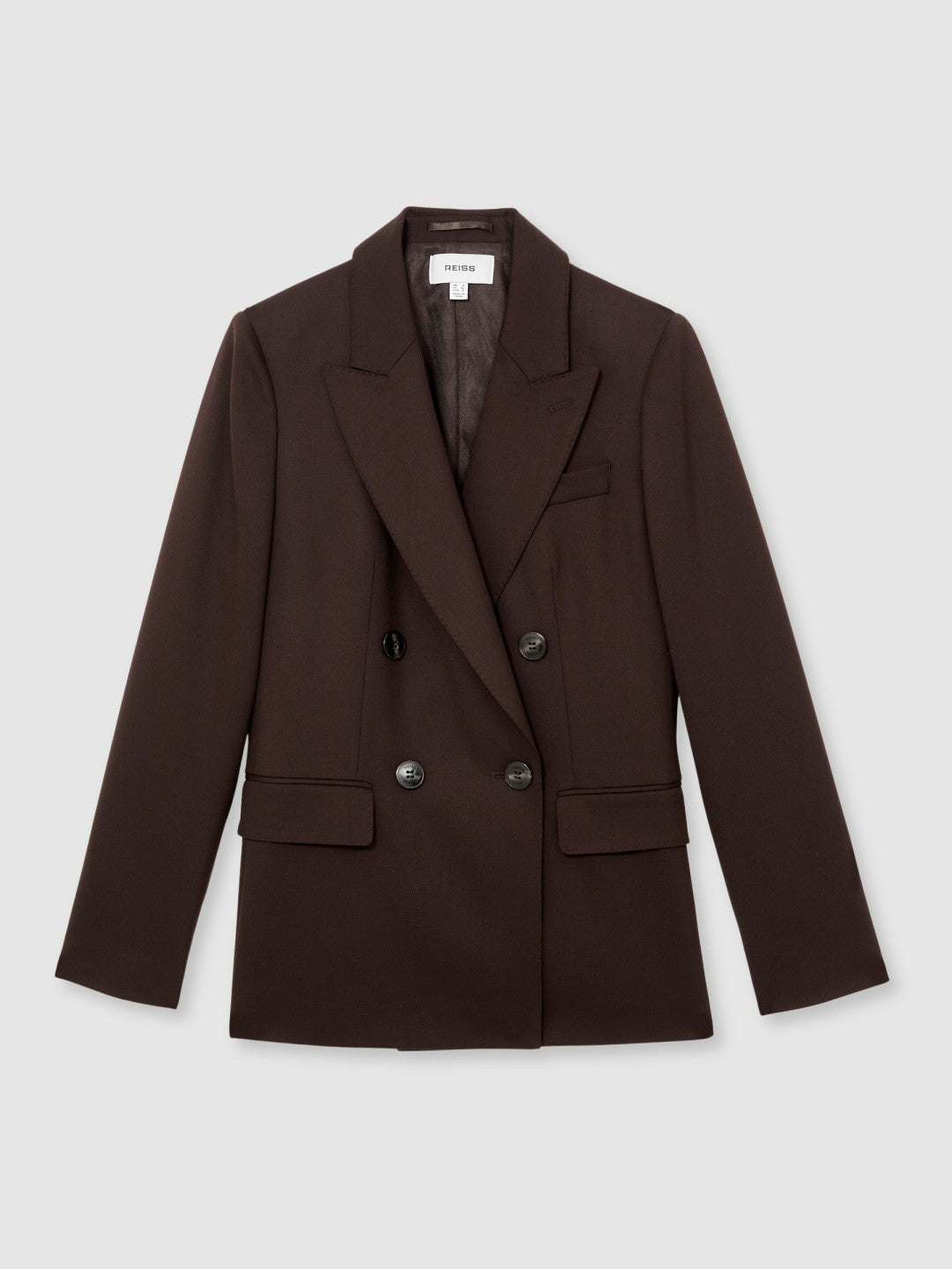 Wool-Blend Double-Breasted Suit Blazer in Aubergine