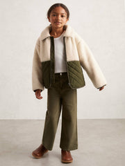 13-14 yrs Quilted Borg Jacket in Ecru