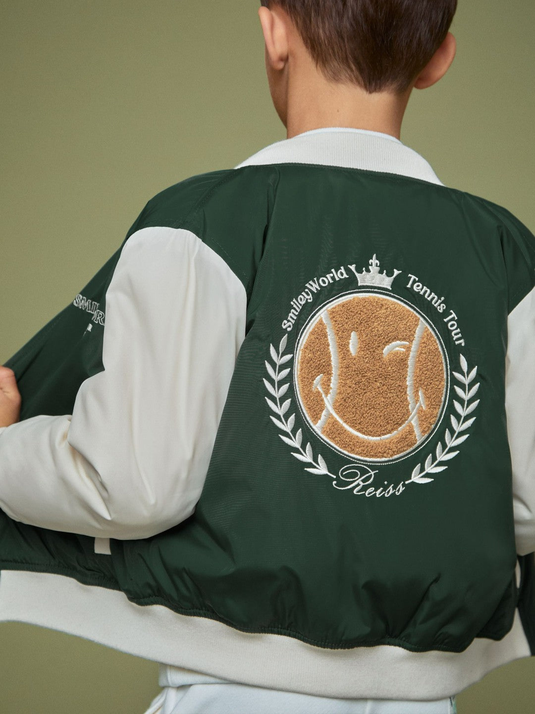 9-13 yrs SmileyWorld Bomber Jacket in Dark Green
