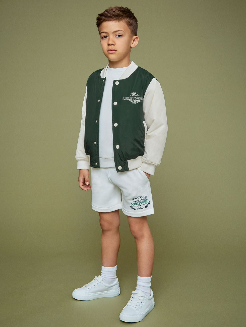 13-14 yrs SmileyWorld Bomber Jacket in Dark Green