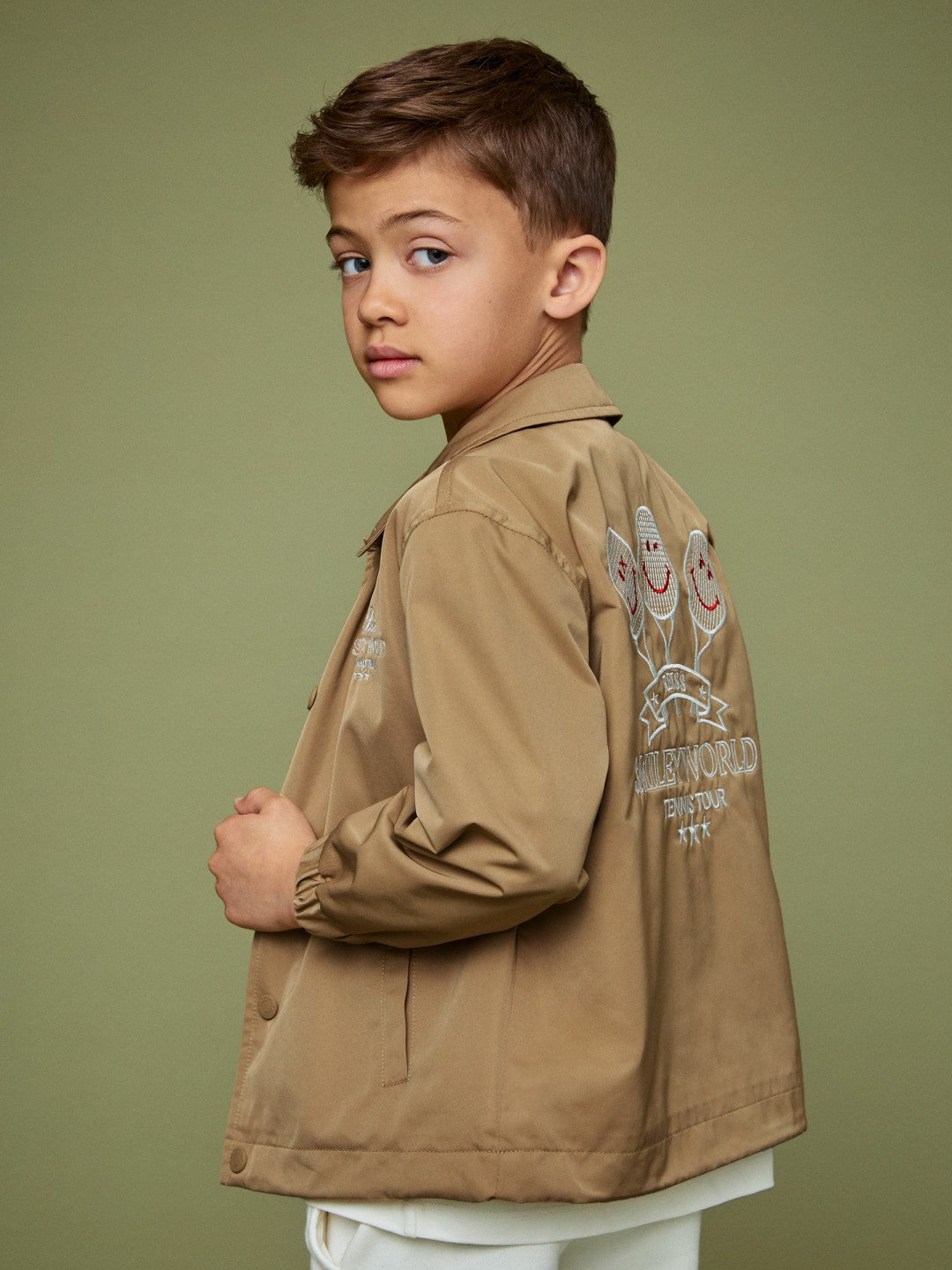 9-13 yrs SmileyWorld Harrington Jacket in Stone