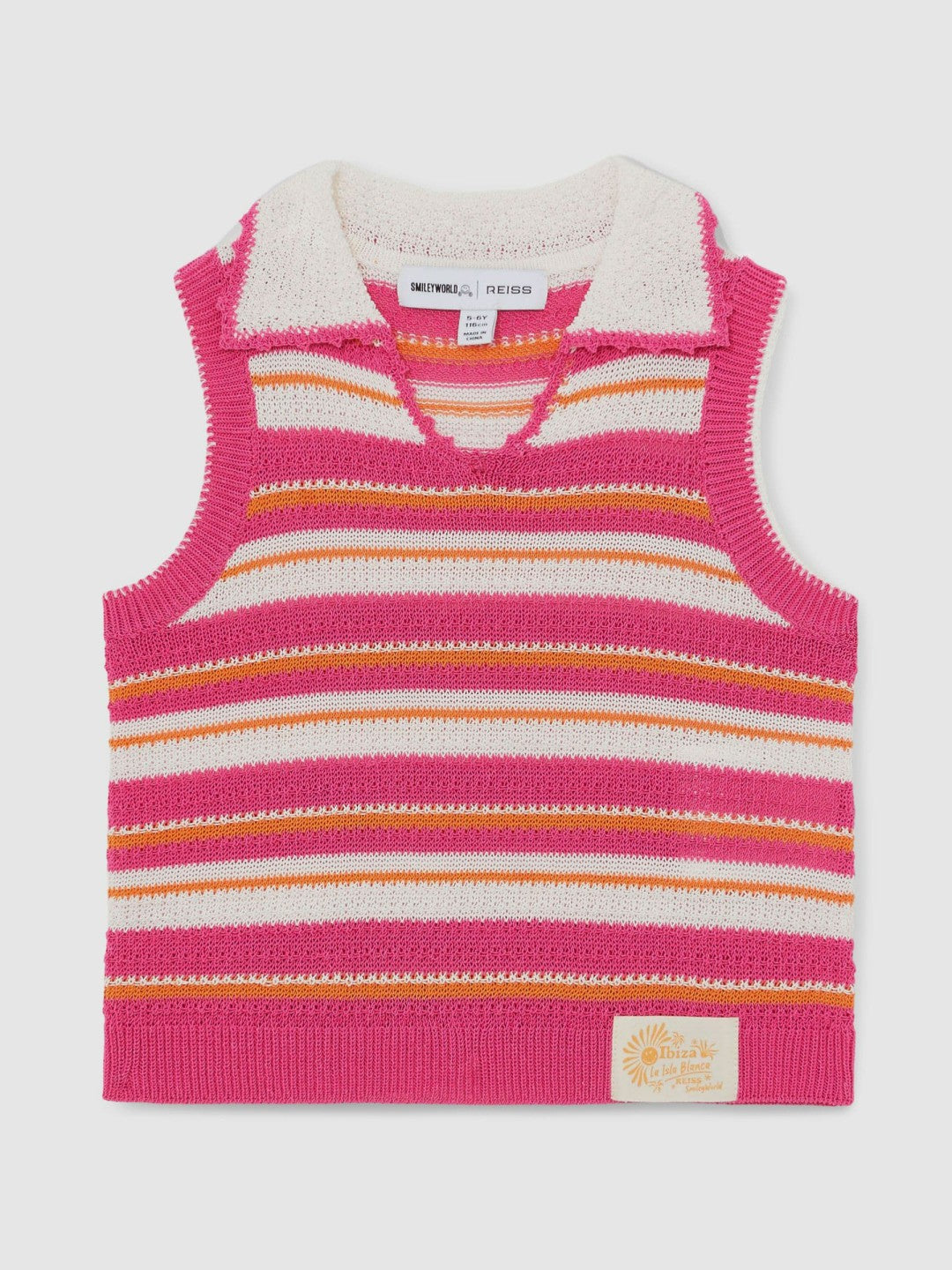 9-13 yrs SmileyWorld Stripe Knit Vest in Pink