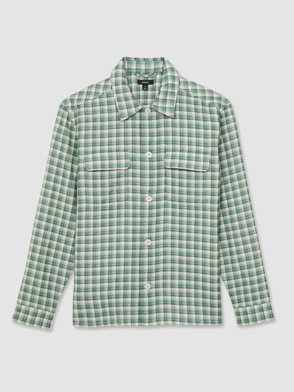 Woven Check Twin Pocket Overshirt in Green Multi