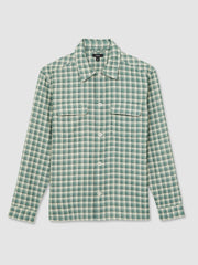 Woven Check Twin Pocket Overshirt in Green Multi