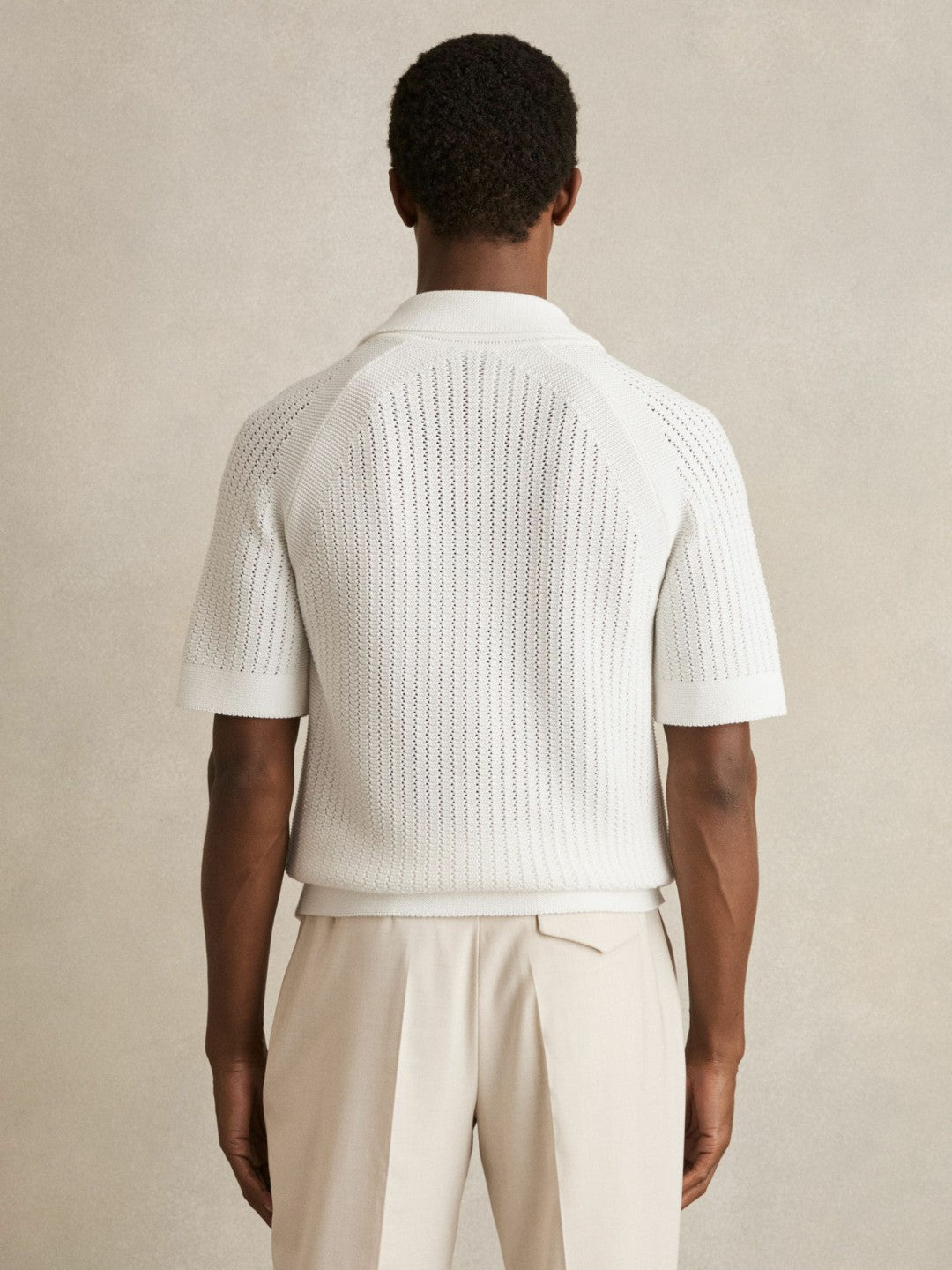 Cotton Textured-Knit Cuban-Collar Shirt in White