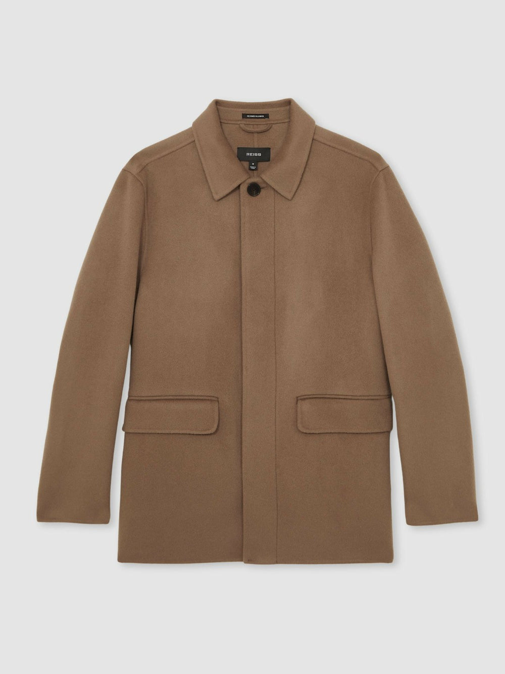 Wool Blend Double Face Button Jacket in Brown