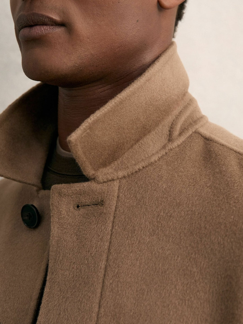 Wool Blend Double Face Button Jacket in Brown