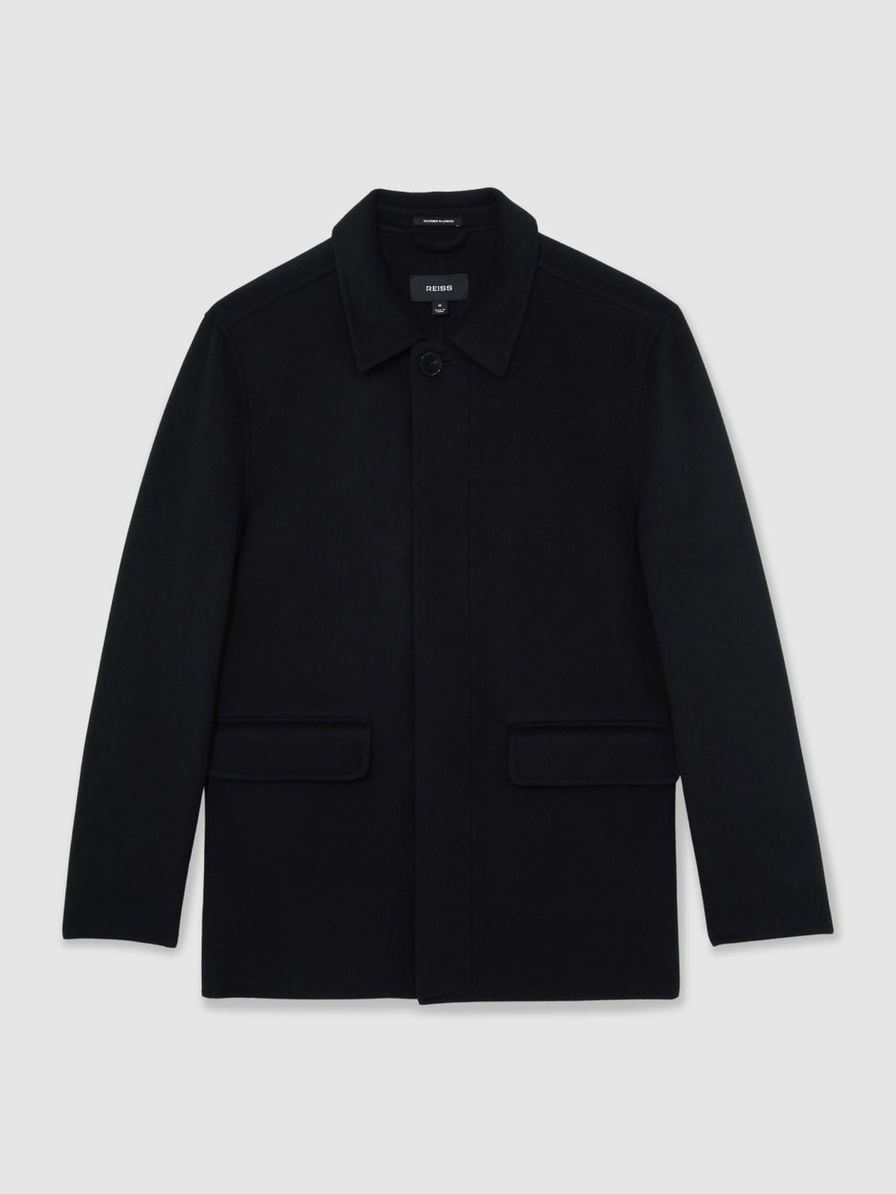 Wool Blend Double Face Button Jacket in Navy