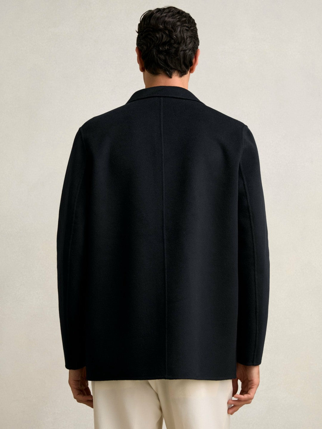 Wool Blend Double Face Button Jacket in Navy